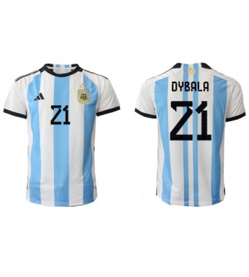 Argentina Paulo Dybala #21 Replica Home Stadium Shirt World Cup 2022 Short Sleeve